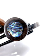 Ebony Wood Bead with Abalone Shell Flat Coin 23mm (8-Inch Strand)
