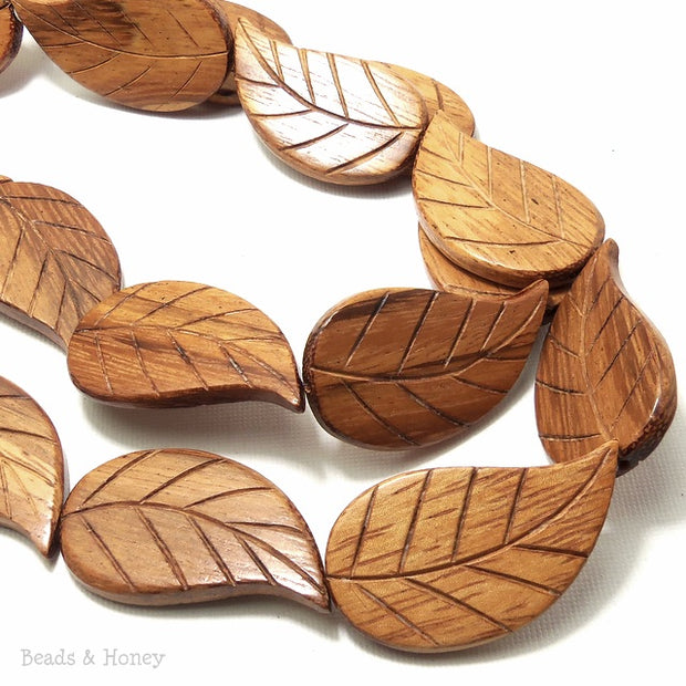 Bayong Wood Carved Leaf 25x45mm (5 pcs)