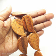 Bayong Wood Carved Leaf 25x45mm (5 pcs)