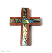 Bayong Wood Cross with Abalone Shell Focal Pendant 40x30mm (1pc)