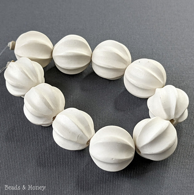 Whitewood Bleached Bead Carved Ball 20mm (10pcs)
