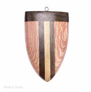 Mosaic Mixed Wood Shield Pendant with Stainless Steel Bail 64x47x7mm (1pc)