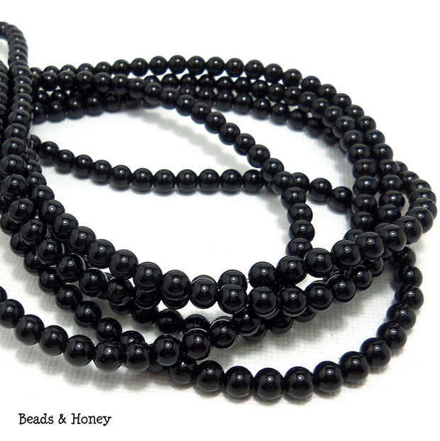 Black Onyx Round Smooth 4mm (Full Strand)