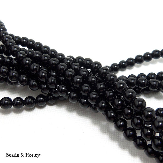 Black Onyx Round Smooth 4mm (Full Strand)