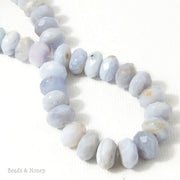 Blue Lace Agate Gemstone Bead Rondelle Faceted 8x5mm (5.5 Inch Strand)