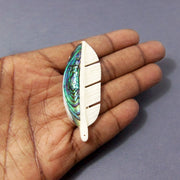 Carved Bone Feather with Abalone Shell Inlay (1pc)