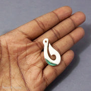 Carved Bone Fish Hook with Abalone Shell Inlay (1pc)