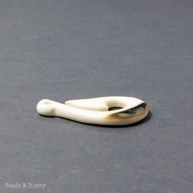 Carved Bone Fish Hook with Abalone Shell Inlay (1pc) Beads and Honey Carved Bone Fish Hook with Abalone Shell Inlay (1pc) Beads and Honey