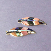 Carved Bone Feather with Abalone and Brown Lip Shell Inlay (2pcs)