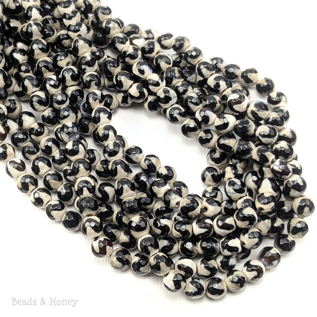Fired Agate Bead Black Striped S Wave Faceted 6mm (15-Inch Strand)
