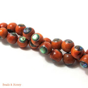 Sibucao Wood Beads with Abalone Shell Inlay Round 10mm (8-Inch Strand)