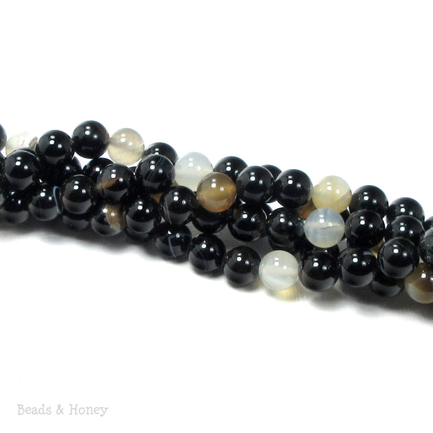 Natural Black Agate Bead Round Smooth 8mm (15.5-Inch Strand)