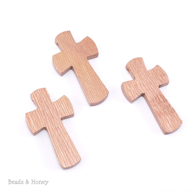 Rosewood Cross Pendant Curved Edge Large 38x22x5mm (3pc or 5pc)