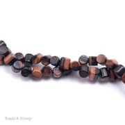 Tiger Ebony Wood Bead Tiny Drum Side Drill 7x7mm (16-Inch Strand)