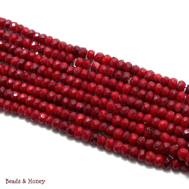 Red Bamboo Coral Rondelle Faceted 6mm (Full Strand)