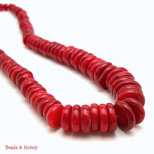 Red Bamboo Coral Wheel Graduated 6-16mm Full Strand