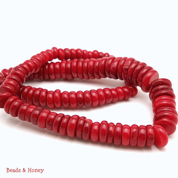 Red Bamboo Coral Wheel Graduated 6-16mm Full Strand