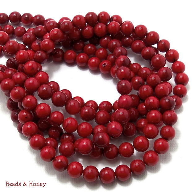 Red Bamboo Coral Round Smooth 6mm (Full Strand)