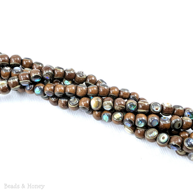 Magkuno Wood with Abalone Shell Inlay Round 6mm (8-Inch Strand)