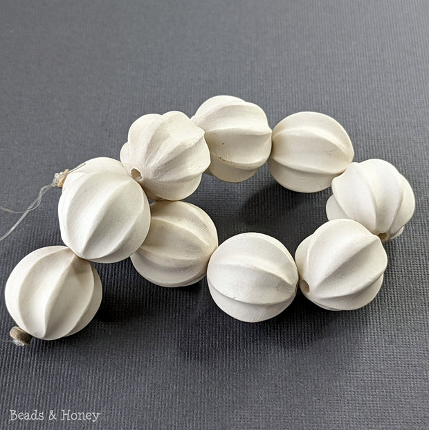 Whitewood Bleached Bead Carved Ball 20mm (10pcs)