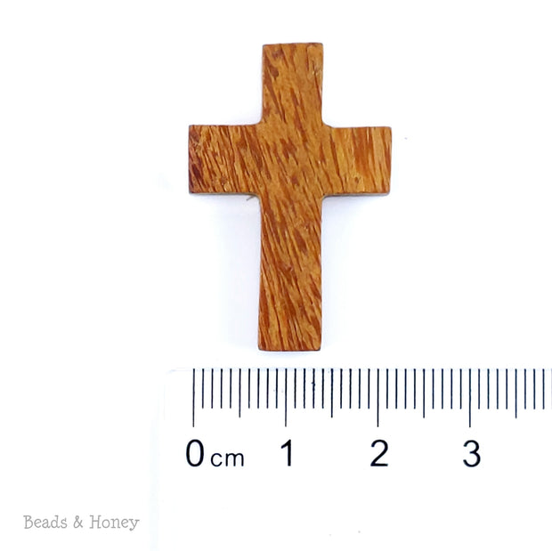 Madre de Cacao Wood Cross Pendant Straight Edge Side Drill Large 34x22x5mm (3pc or 5pc)