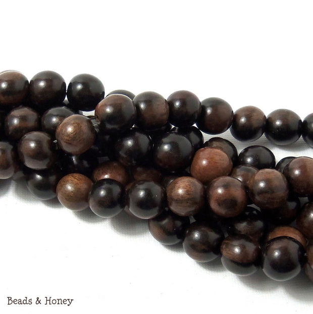 Tiger Ebony Beads Wood Round Dark 12mm (16-Inch Strand)