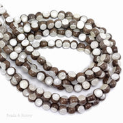 Graywood Bead Inlaid with White Mother of Pearl Round 6mm (8-Inch Strand)