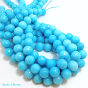 Dyed Agate Icy Light Blue Round Faceted 10mm (Full Strand)