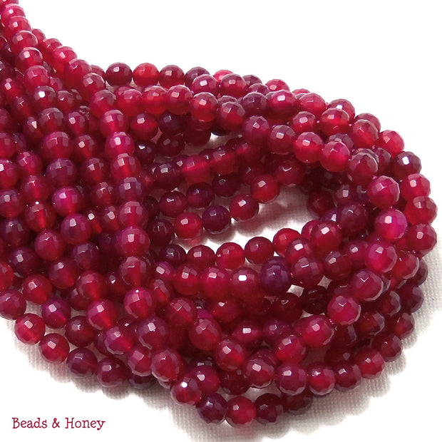 Pink Magenta Fired Agate Round Faceted 6mm (Full Strand)