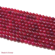 Pink Magenta Fired Agate Round Faceted 6mm (Full Strand)