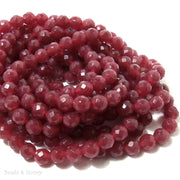 Ruby Dyed Jade Round Faceted 6mm (Full Strand)