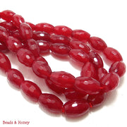 Dyed Jade Red Oval Puffed Faceted 8x12mm (Full Strand)