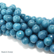 Dyed Jade Ocean Blue Round Faceted 10mm (Full Strand)