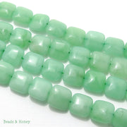 Dyed Jade Mint Green Square Puffed 12mm (Full Strand)