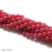 Dark Pink Dyed Jade Round Faceted 8mm (Full Strand)