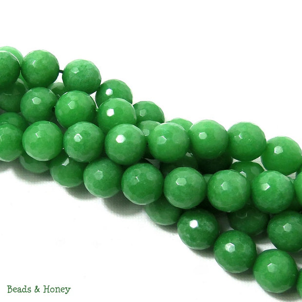 Apple Green Dyed Jade Round Faceted 10mm (Full Strand)