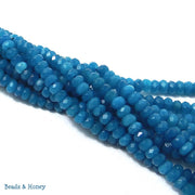 Bright Blue Dyed Jade Rondelle Faceted 4mm (Full Strand)