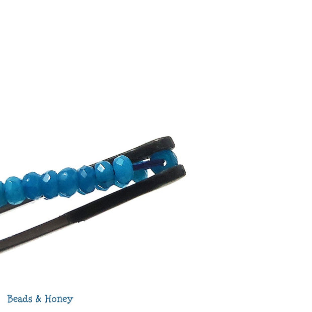 Bright Blue Dyed Jade Rondelle Faceted 4mm (Full Strand)