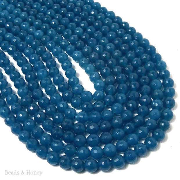 Blue Dyed Jade Round Faceted 6mm (Full Strand)