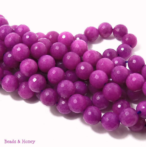 Magenta Dyed Jade Round Faceted 10mm (Full Strand)