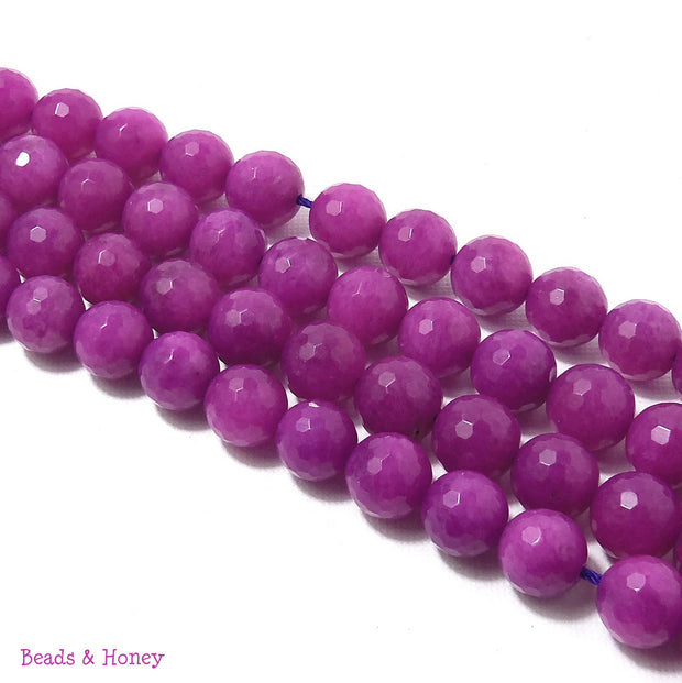 Magenta Dyed Jade Round Faceted 10mm (Full Strand)