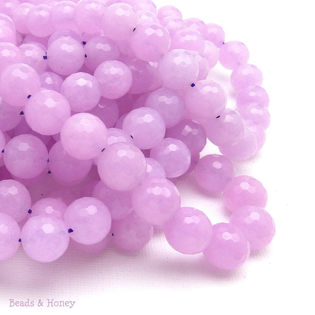 Lavender Dyed Jade Round Faceted 10mm (Full Strand)