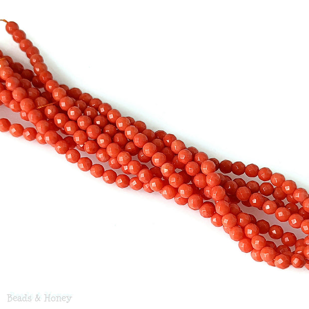Orange Bamboo Coral Bead Round Faceted 6mm (16-Inch Strand)