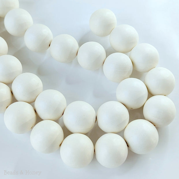 Whitewood Bead Bleached Round 25mm (16-Inch Strand)
