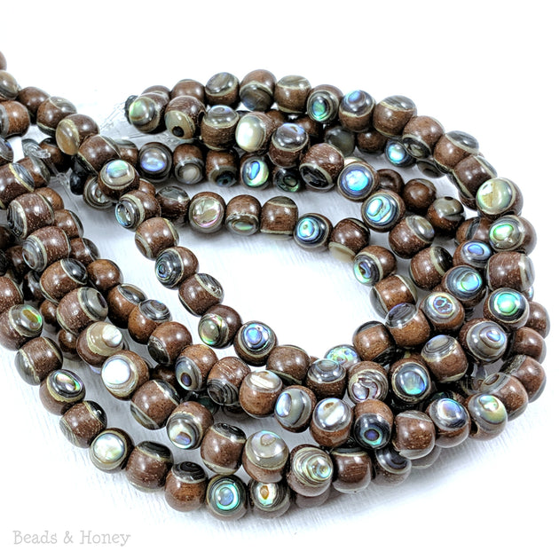 Magkuno Wood with Abalone Shell Inlay Round 6mm (8-Inch Strand) | Beads ...