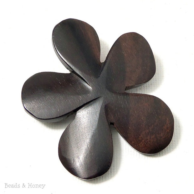 Ebony Wood Carved Flower Focal Bead 45-50mm (2pcs)