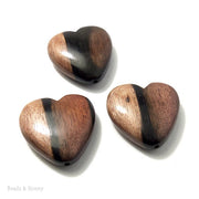 Tiger Ebony Wood Heart Focal Bead 30mm (3pcs)
