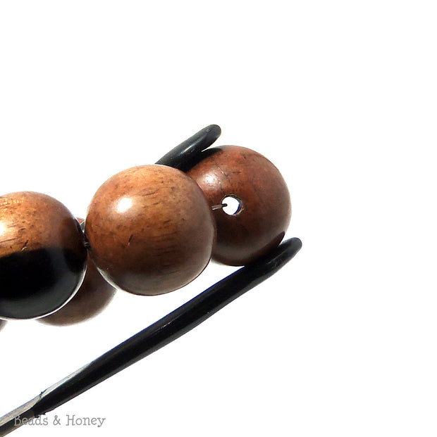Ebony Wood Bead Light to Medium Brown Round 18mm (16 Inch Strand)