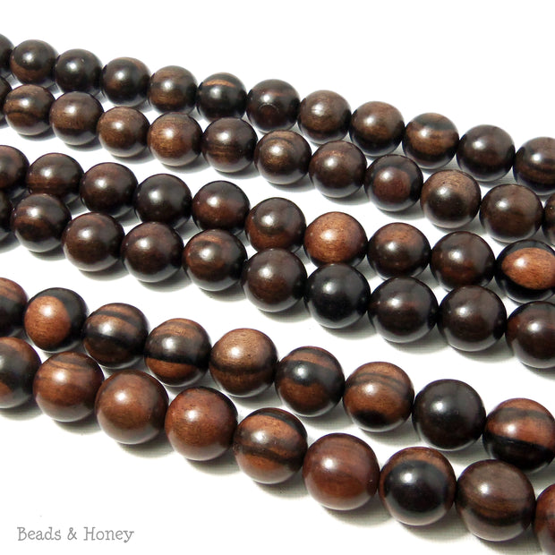 Ebony Wood Bead Medium to Dark Brown Round 18mm (16 Inch Strand)