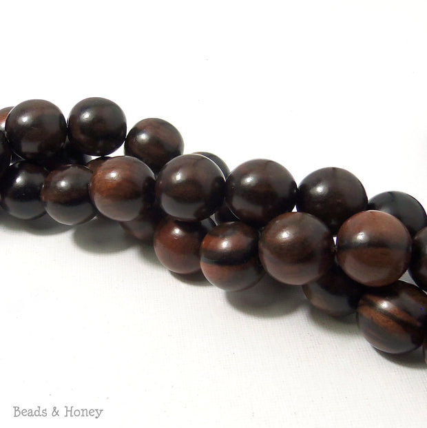 Ebony Wood Bead Medium to Dark Brown Round 18mm (16 Inch Strand)